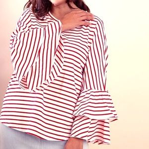 Striped Bell Sleeve Top